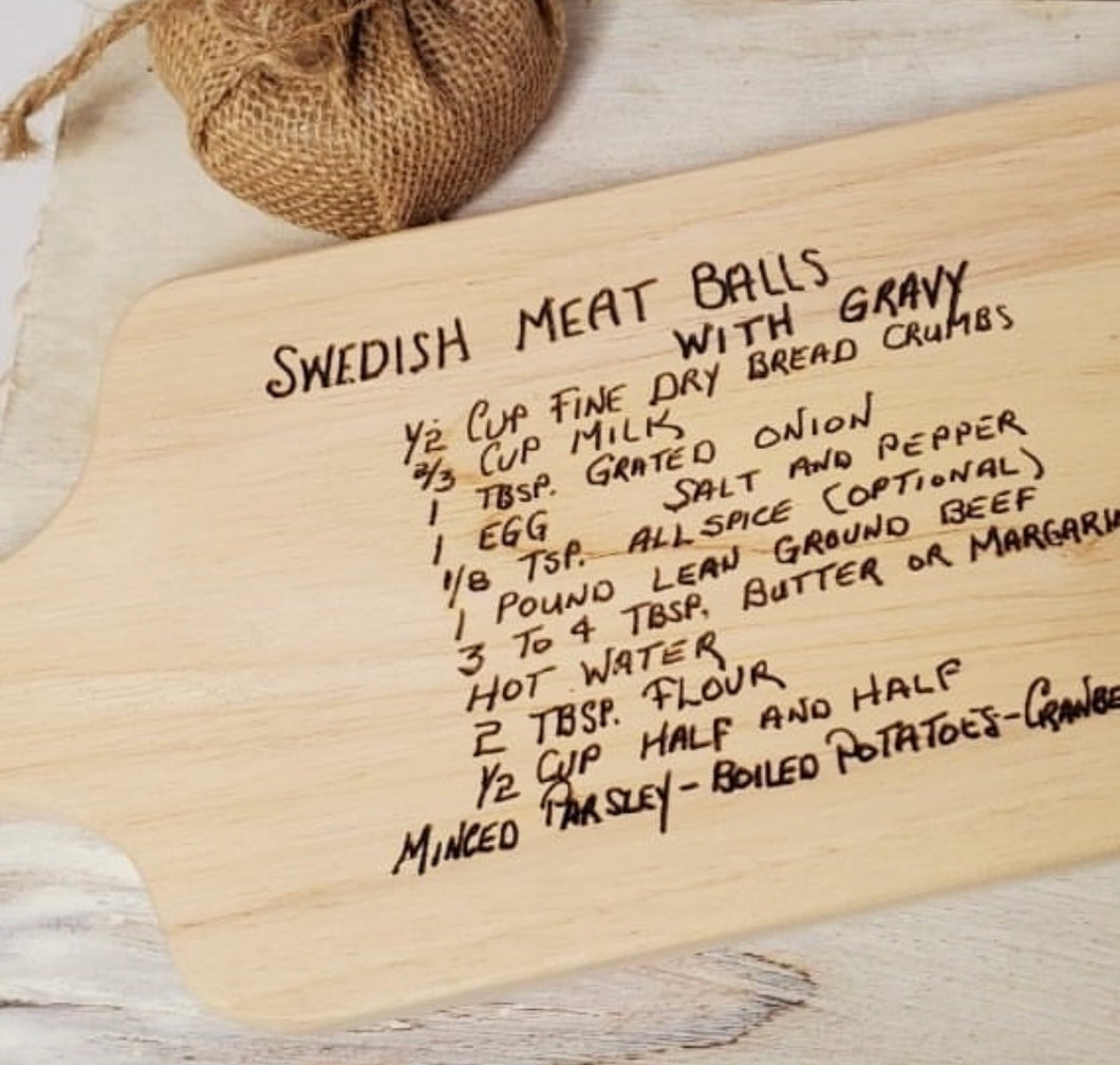 Handwritten Recipe Cutting Board - Etched Memories Colllection (3 sizes to choose from)