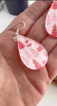 Load image into Gallery viewer, Pink Christmas Tree Teardrop Earrings
