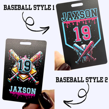 Load image into Gallery viewer, Drip Baseball Bag Tags, Baseball Name Tag, Equipment Bag Tag, Team Gifts, Baseball, Personalized, Custom, Baseball Gift, Drip Style Tag
