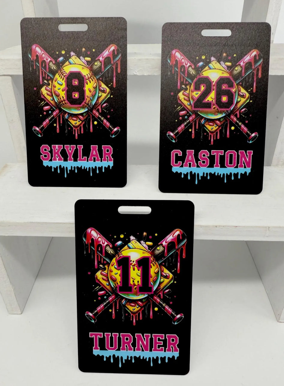 Drip Softball Tags, softball, team gift, softball swag