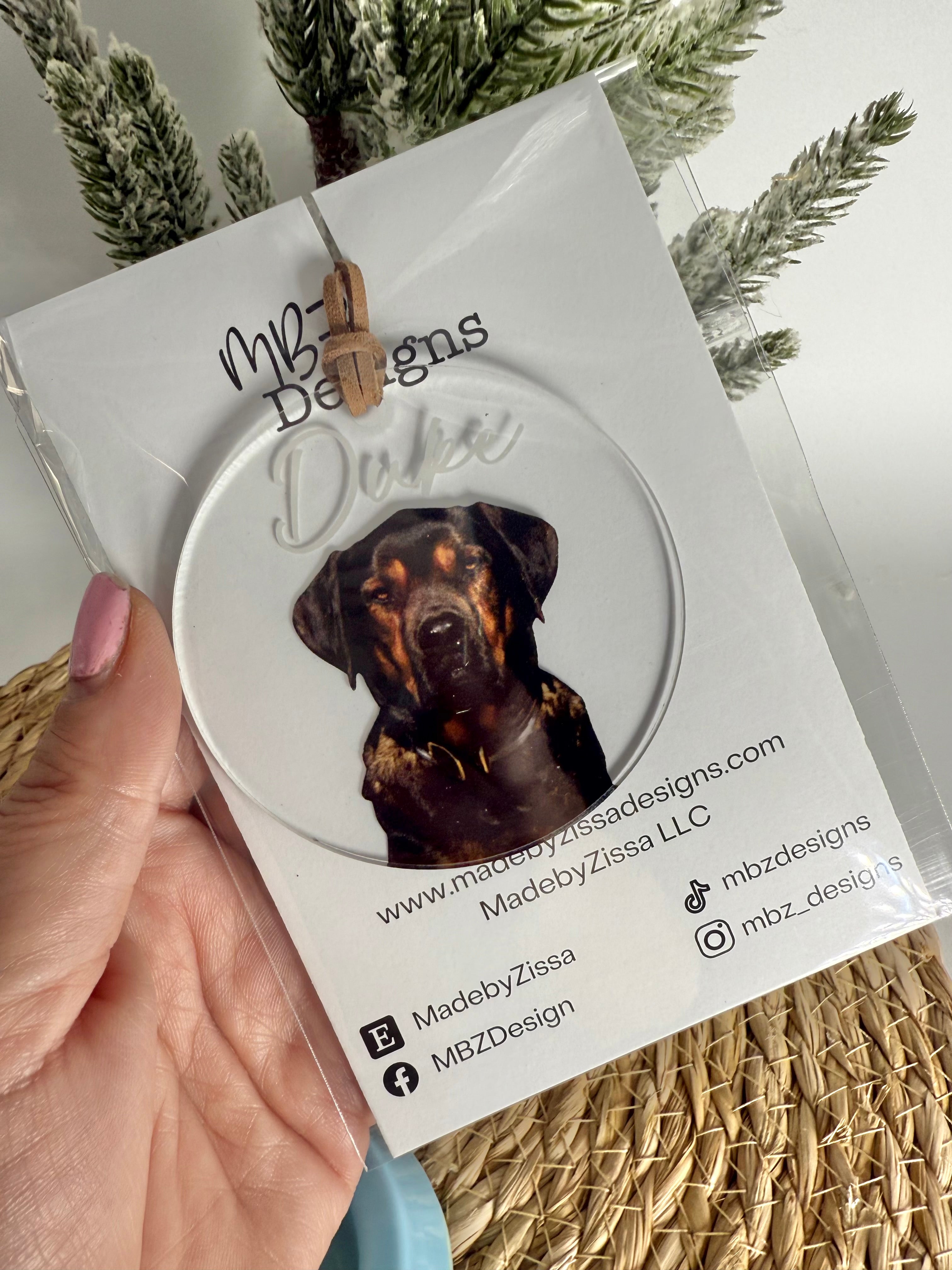 Modern Clear Acrylic Pet Photo Ornament