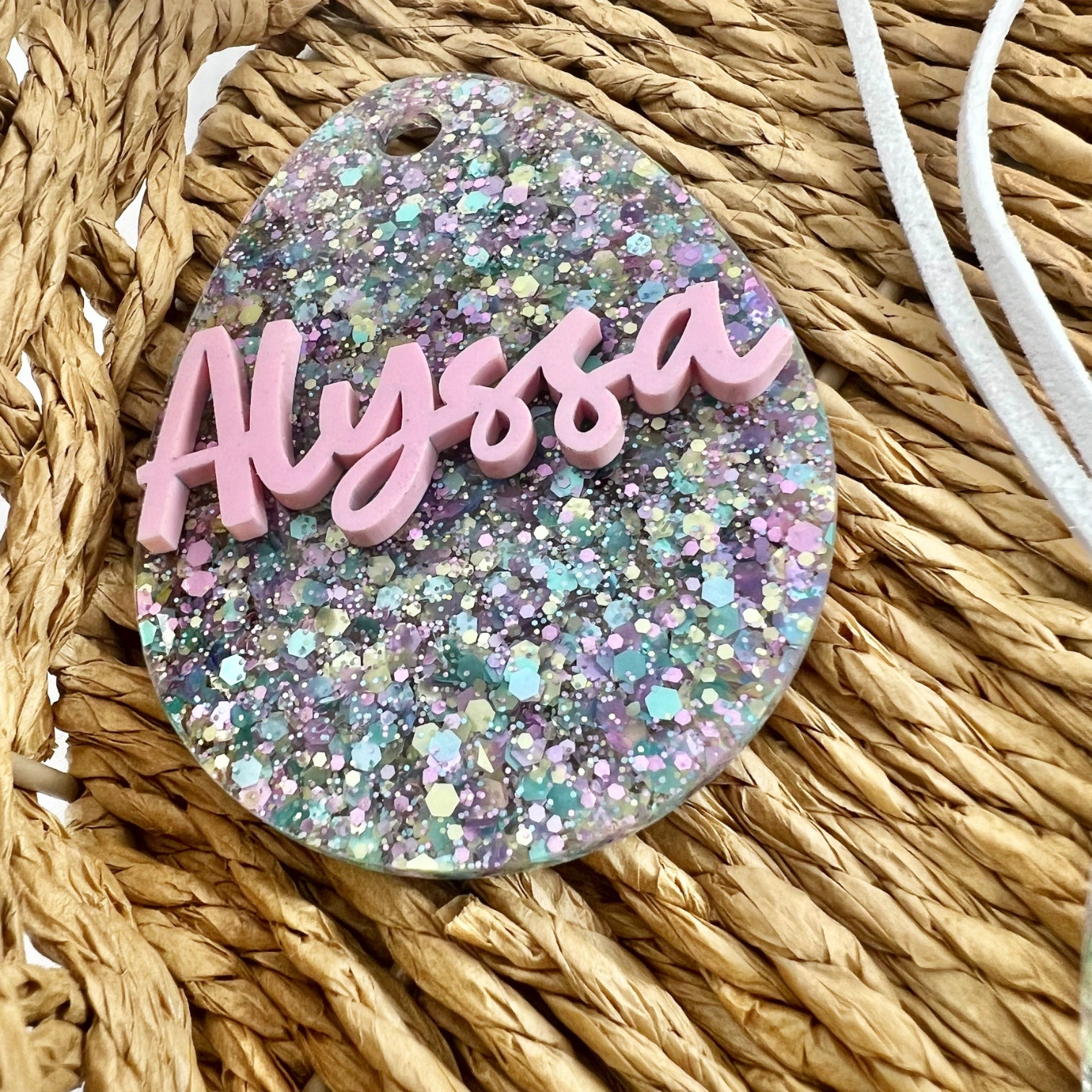Glitter Egg Shaped Easter Basket Tag