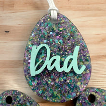 Load image into Gallery viewer, Glitter Egg Shaped Easter Basket Tag
