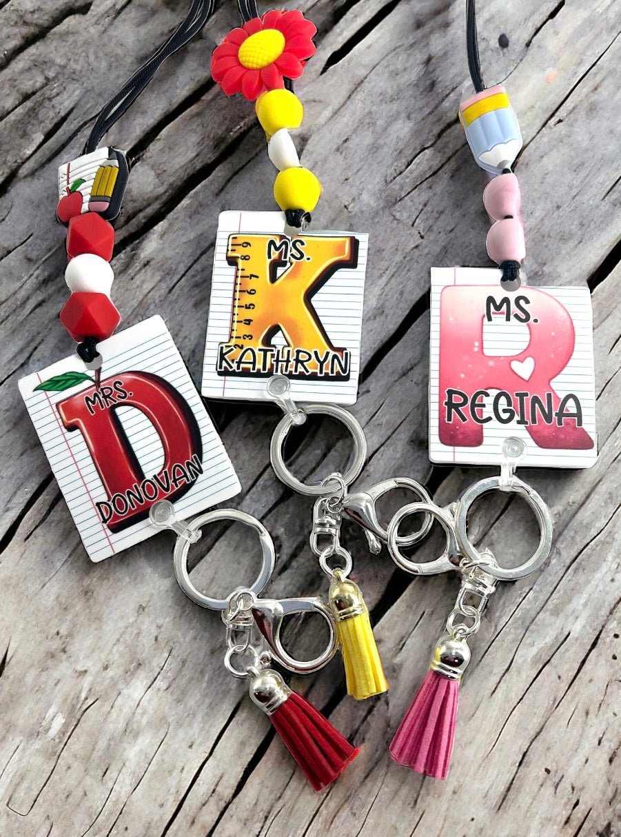 Letter Graphic Teacher Lanyard