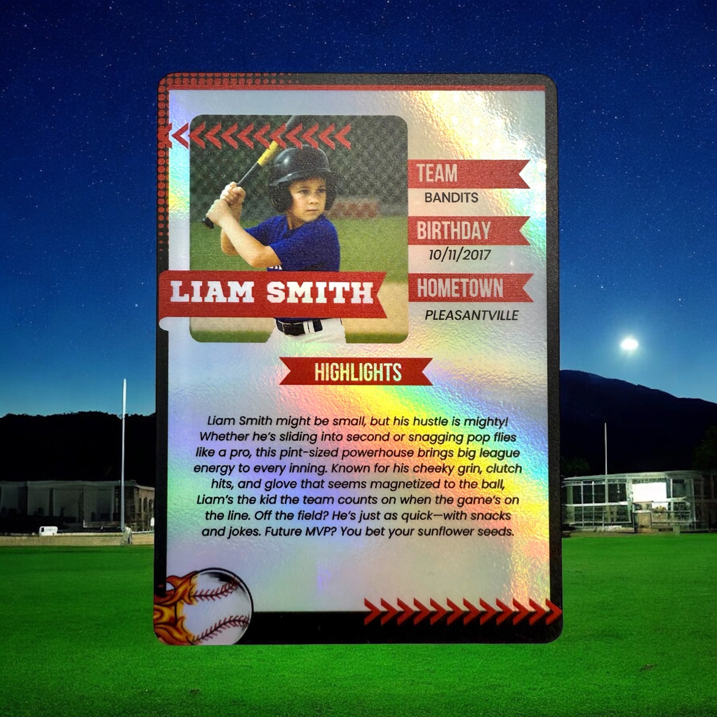 Personalized/Custom Holographic Trading Card, Baseball Nostalgia, Baseball Team Gifts, Baseball Memories