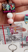 Load image into Gallery viewer, Notebook Teacher Lanyard, Acrylic Gliier Elementary School, Middle School, High School, School Swag,
