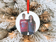 Load image into Gallery viewer, Custom White Acrylic Ornament - Round or Square Options. Custom photo, artwork, memorabilia
