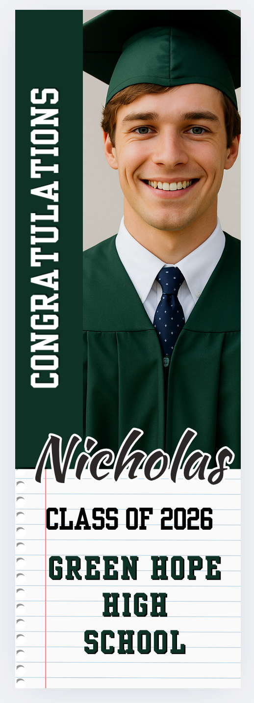 Vertical Pre-Designed Graduation Banners-Custom 13oz Vinyl Banners–Durable, Professional, Fast Turnaround