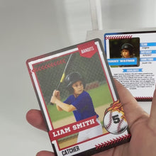 Load and play video in Gallery viewer, Personalized/Custom Trading Card, Baseball Nostalgia, Baseball Team Gifts, Baseball Memories, White PVC
