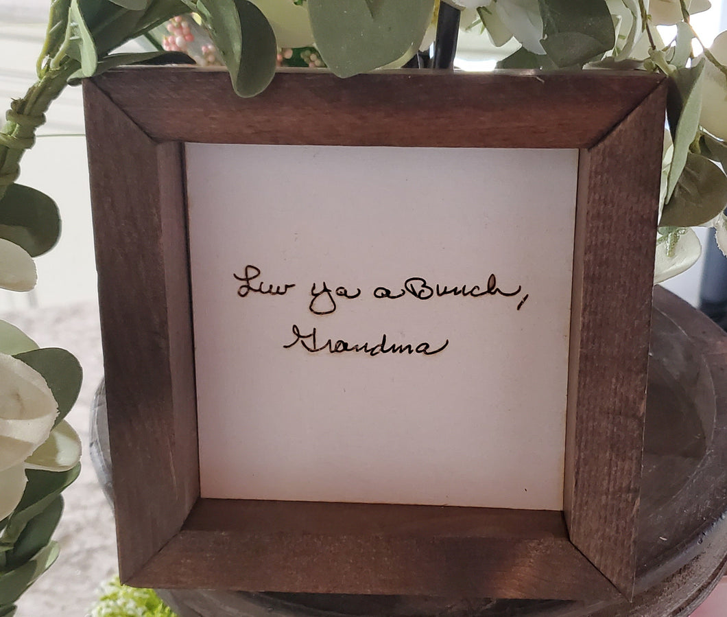 Etched Memory- Love notes etched  frame - small