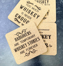 Load image into Gallery viewer, Cork Coasters - Whiskey Themed

