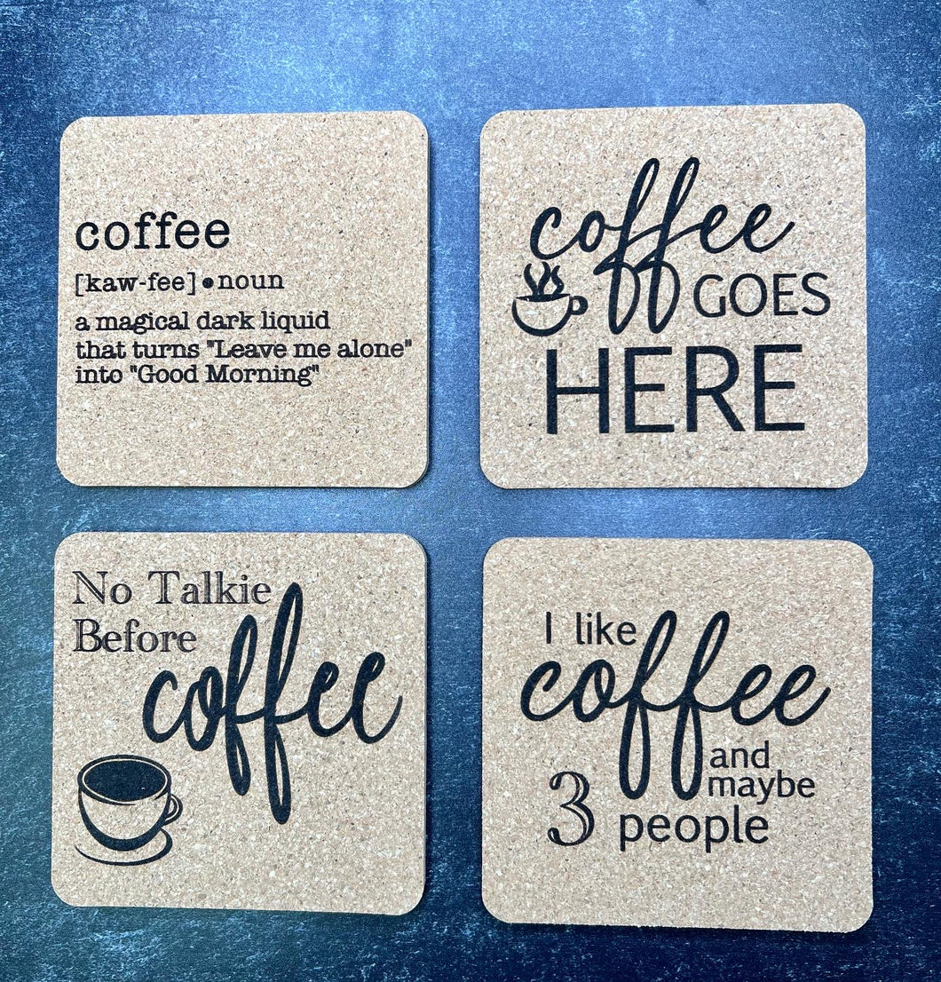 Cork Coasters - Coffee Themed